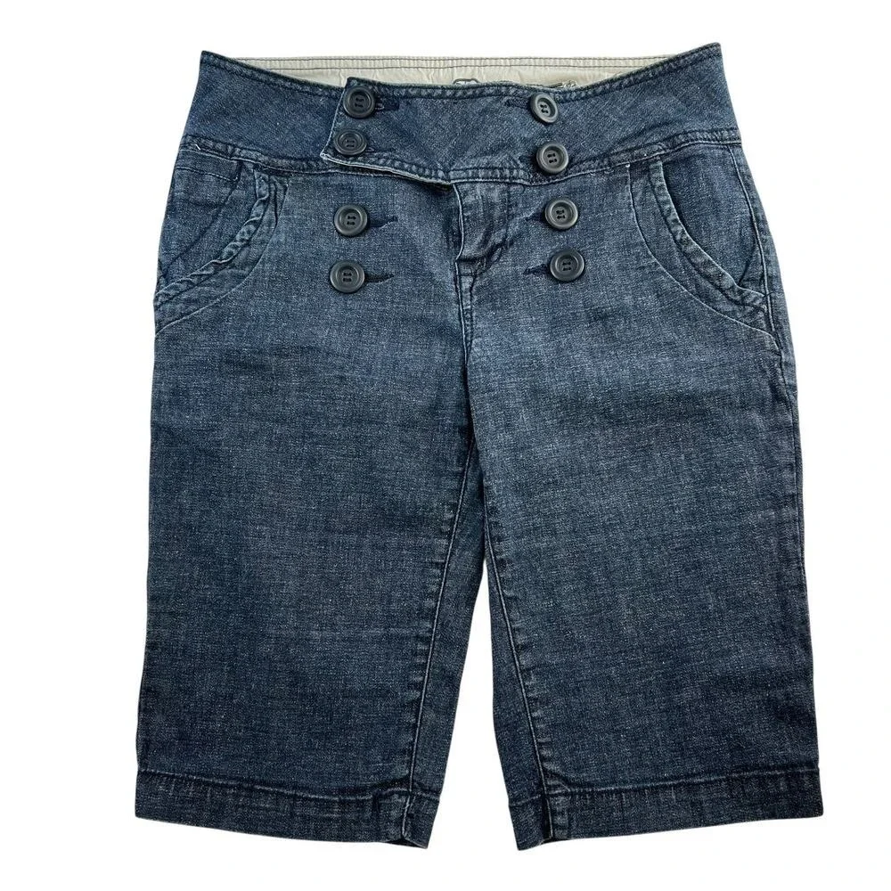Y2K Zana Di‎ Jrs 9 Bermuda Shorts Low Rise Blue Denim Sailor Long Street Grunge